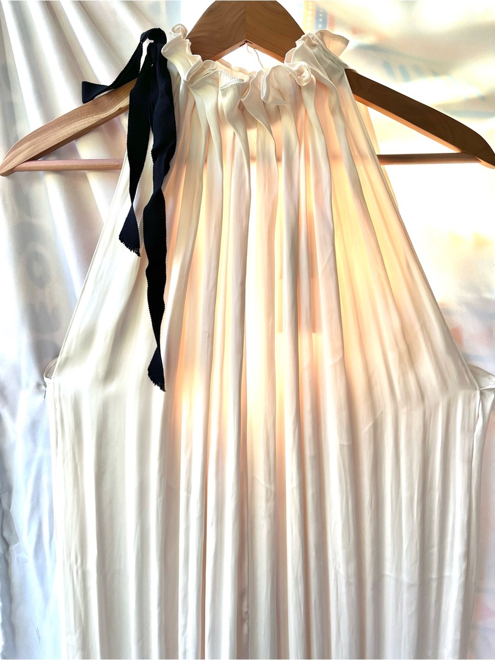 Zara Bestseller Satin Ribbon Jumpsuit Wide Leg Halter Wrinkl Fabrc Detail White - Picture 11 of 16